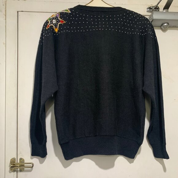 VINTAGE TAMRA EMBELLISHED KNIT COTTON BLEND SWEATERS SIZE L - Picture 3 of 9